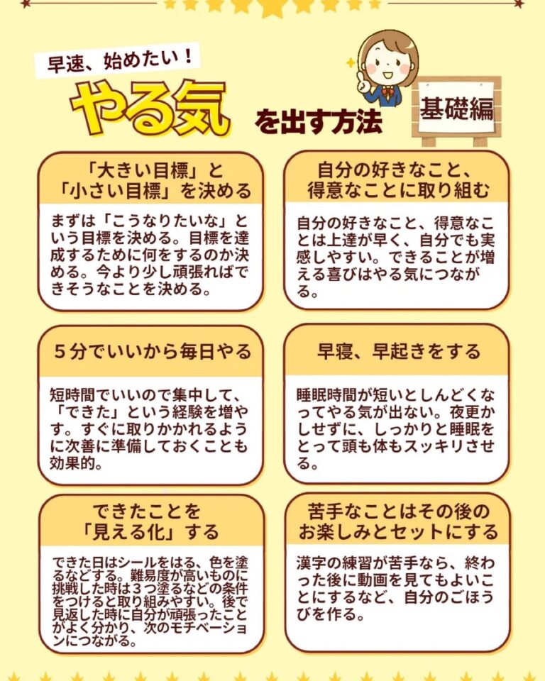 やる気が高まると、パフォーマンスも上がります。できることから始めてみましょう。